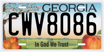 GA license plate CWV8086
