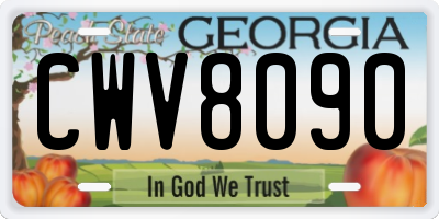GA license plate CWV8090