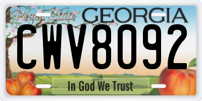 GA license plate CWV8092