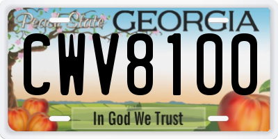 GA license plate CWV8100