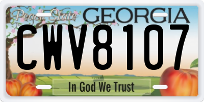 GA license plate CWV8107