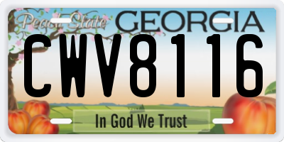 GA license plate CWV8116