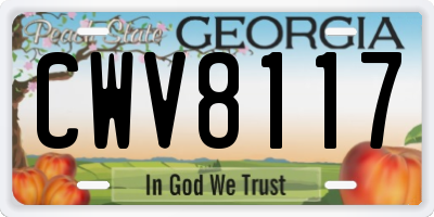 GA license plate CWV8117