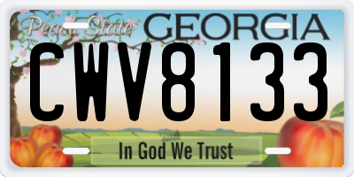 GA license plate CWV8133