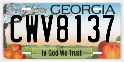 GA license plate CWV8137