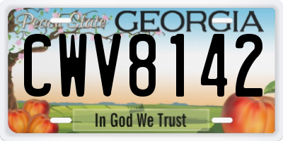 GA license plate CWV8142