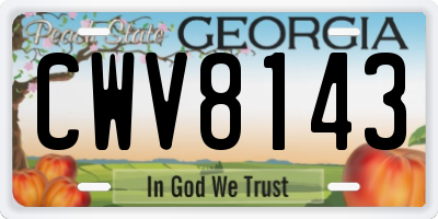 GA license plate CWV8143