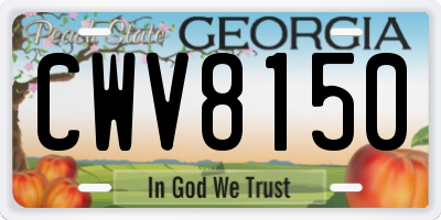 GA license plate CWV8150