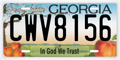 GA license plate CWV8156