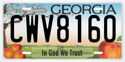 GA license plate CWV8160