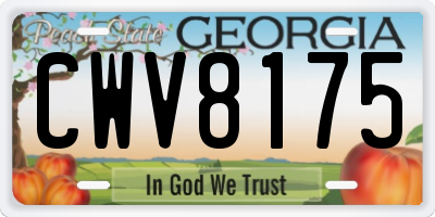 GA license plate CWV8175