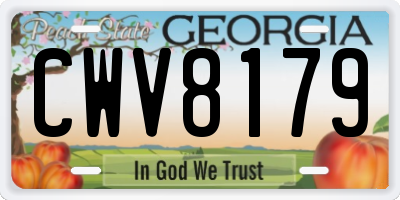 GA license plate CWV8179