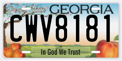 GA license plate CWV8181