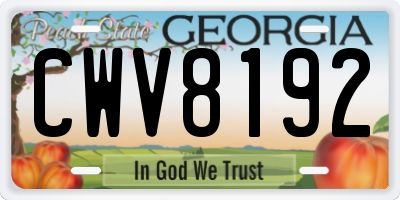 GA license plate CWV8192