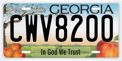 GA license plate CWV8200