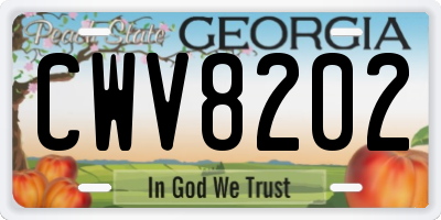 GA license plate CWV8202