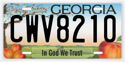 GA license plate CWV8210