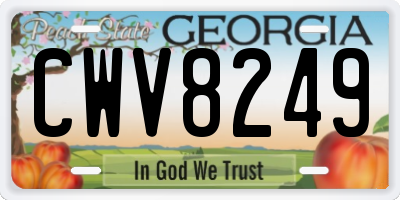 GA license plate CWV8249