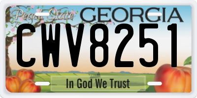 GA license plate CWV8251