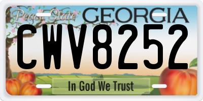 GA license plate CWV8252