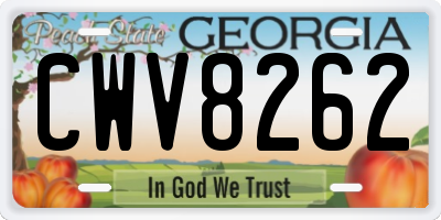 GA license plate CWV8262