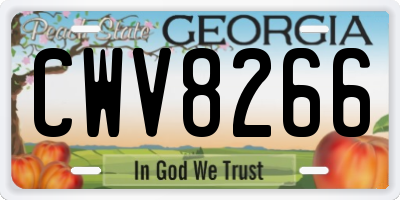 GA license plate CWV8266