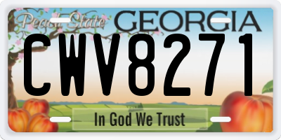 GA license plate CWV8271