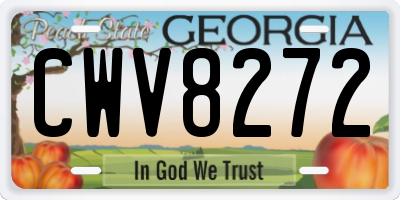 GA license plate CWV8272