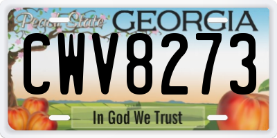 GA license plate CWV8273