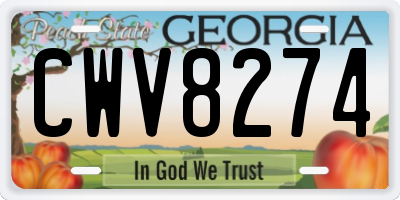 GA license plate CWV8274