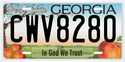 GA license plate CWV8280