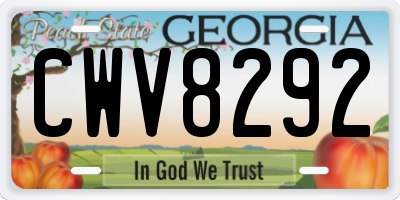 GA license plate CWV8292