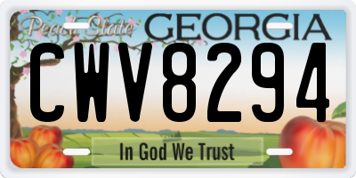 GA license plate CWV8294