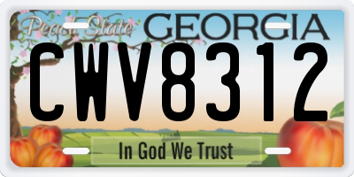 GA license plate CWV8312
