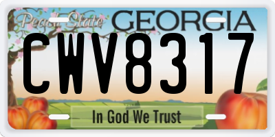 GA license plate CWV8317