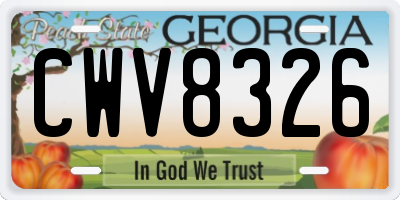 GA license plate CWV8326