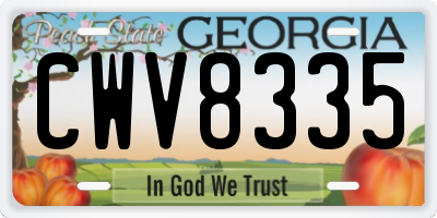 GA license plate CWV8335