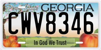 GA license plate CWV8346