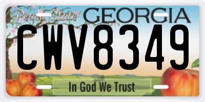 GA license plate CWV8349