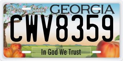 GA license plate CWV8359