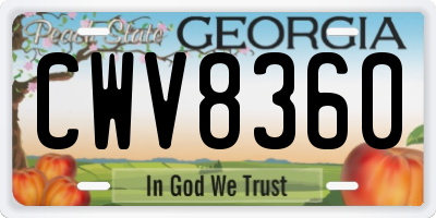 GA license plate CWV8360