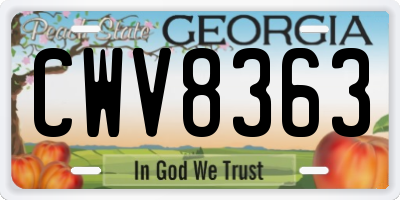 GA license plate CWV8363
