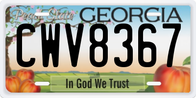 GA license plate CWV8367