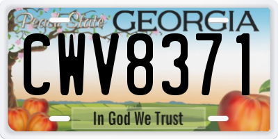 GA license plate CWV8371