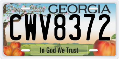 GA license plate CWV8372