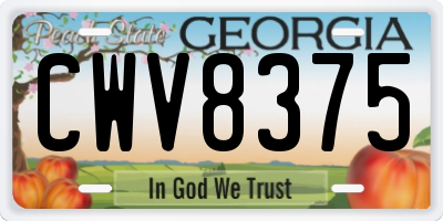 GA license plate CWV8375