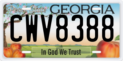 GA license plate CWV8388