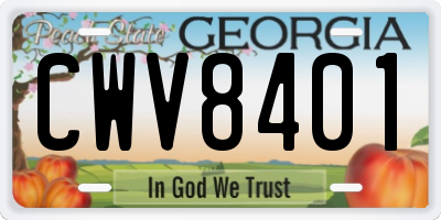 GA license plate CWV8401