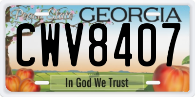 GA license plate CWV8407