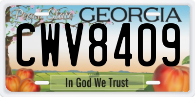 GA license plate CWV8409